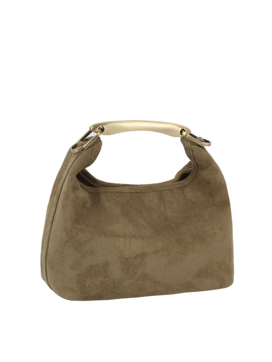 Hobo Bag with Sculptural Gold-metal Handle