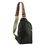 Aztec strap double zip unisex crossbody sling bag