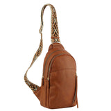 Aztec strap double zip unisex crossbody sling bag