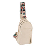 Aztec strap double zip unisex crossbody sling bag