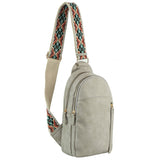 Aztec strap double zip unisex crossbody sling bag