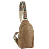 Aztec strap double zip unisex crossbody sling bag