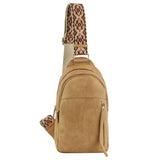 Aztec strap double zip unisex crossbody sling bag