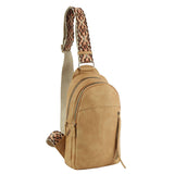 Aztec strap double zip unisex crossbody sling bag