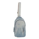 Washed denim sling backpack