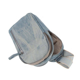 Washed denim sling backpack