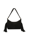 Fringed Hobo Bag with Braided Shoulder Strap