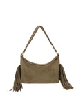 Fringed Hobo Bag with Braided Shoulder Strap