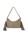 Fringed Hobo Bag with Braided Shoulder Strap