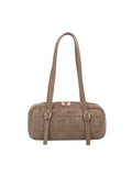 Calin Puffy Quilted Suede Shoulder Bag