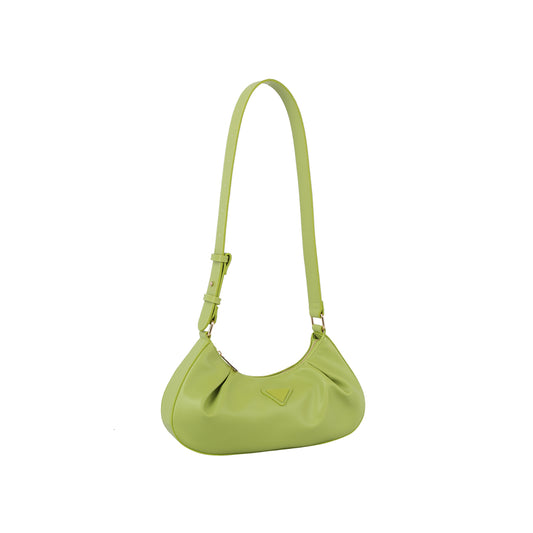 Ruched baguette shoulder bag