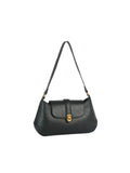 Classic Flap Shoulder Bag with Gold-Tone Clasp Hardware