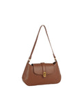 Classic Flap Shoulder Bag with Gold-Tone Clasp Hardware