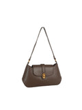 Classic Flap Shoulder Bag with Gold-Tone Clasp Hardware
