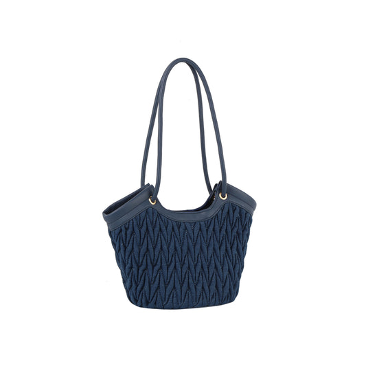 Quilted denim tote