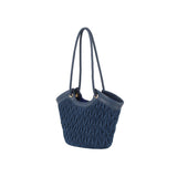 Quilted denim tote