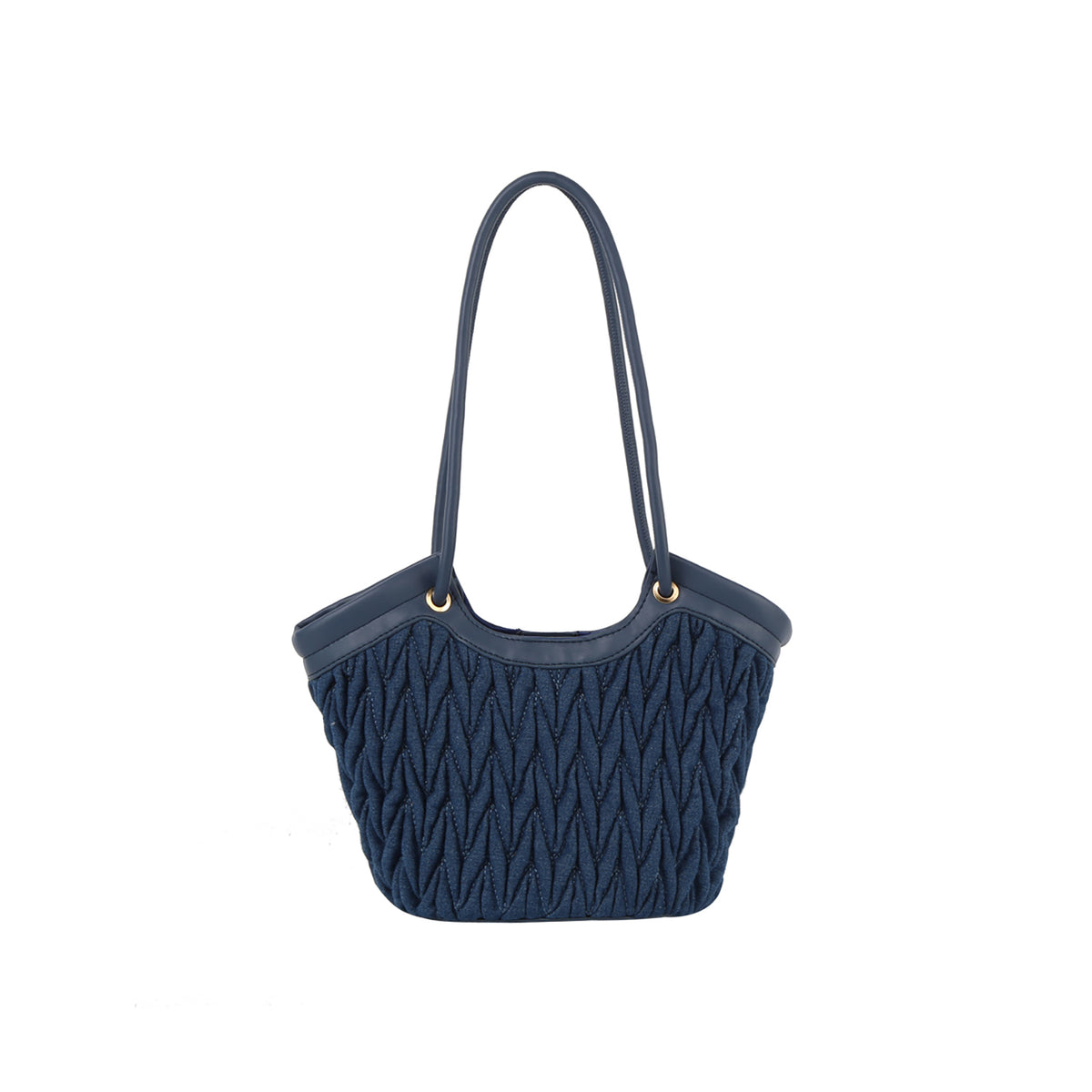 Quilted denim tote