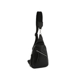 Diagnal front zip vegan leather sling backpack