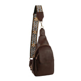 Guitar strap sling backpack with snap closing front flap