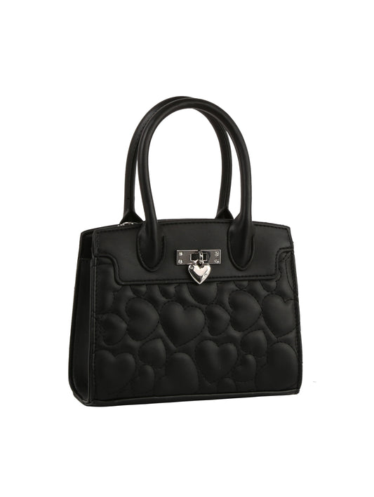 Calin heart quilted mini satchel