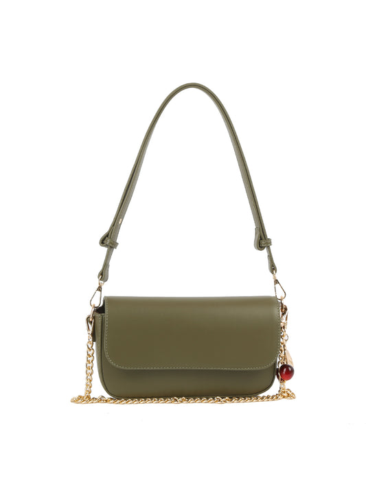 Flap Closure Shoulder Bag with Chain