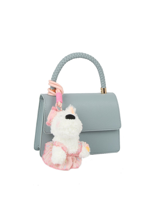 Top Handle Shoulder Bag with Animal Charm