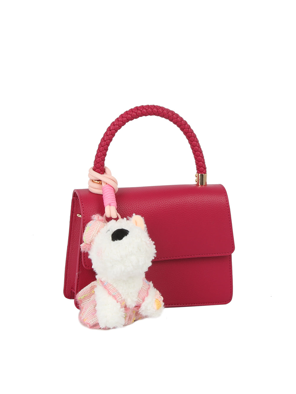 Top Handle Shoulder Bag with Animal Charm