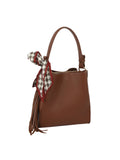 Shoulder bag with Decorative Patterned scarf and a long tassel
