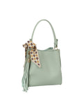 Shoulder bag with Decorative Patterned scarf and a long tassel