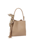 Shoulder bag with Decorative Patterned scarf and a long tassel