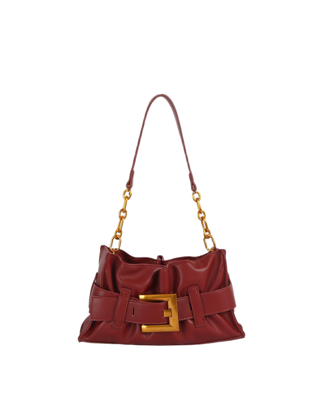Calin Ruched Shoulder Bag with Statement Buckle