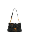 Calin Ruched Shoulder Bag with Statement Buckle