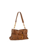 Calin Ruched Shoulder Bag with Statement Buckle