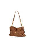 Calin Ruched Shoulder Bag with Statement Buckle