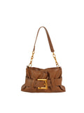 Calin Ruched Shoulder Bag with Statement Buckle