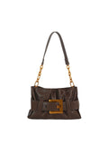 Calin Ruched Shoulder Bag with Statement Buckle