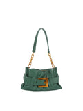 Calin Ruched Shoulder Bag with Statement Buckle