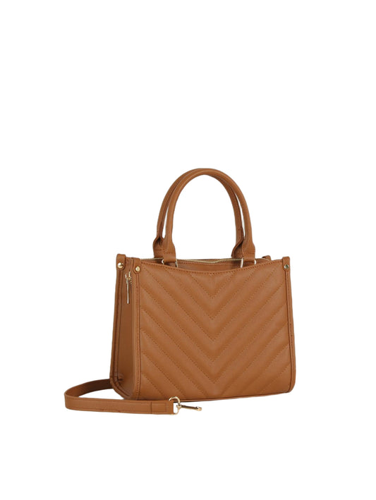 V-Chevron Quilted Handbag and Matching Wallet Set