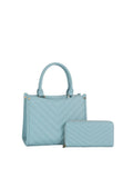 V-Chevron Quilted Handbag and Matching Wallet Set