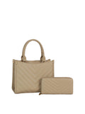 V-Chevron Quilted Handbag and Matching Wallet Set
