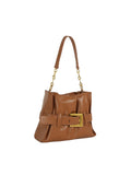 Calin Large Ruched Shoulder Bag with Statement Buckle