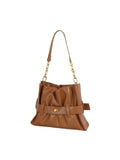 Calin Large Ruched Shoulder Bag with Statement Buckle
