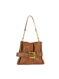 Calin Large Ruched Shoulder Bag with Statement Buckle