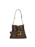 Calin Large Ruched Shoulder Bag with Statement Buckle