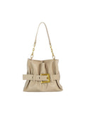 Calin Large Ruched Shoulder Bag with Statement Buckle