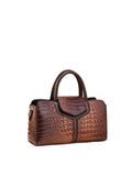 Calin Croc-Embossed Structured Satchel Bag