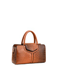 Calin Croc-Embossed Structured Satchel Bag