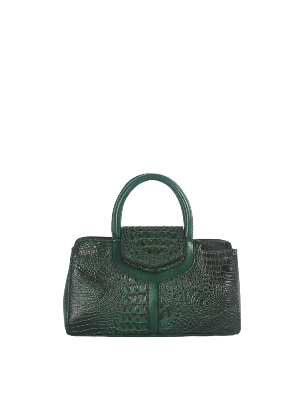 Calin Croc-Embossed Structured Satchel Bag