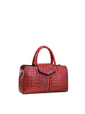 Calin Croc-Embossed Structured Satchel Bag