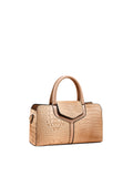 Calin Croc-Embossed Structured Satchel Bag
